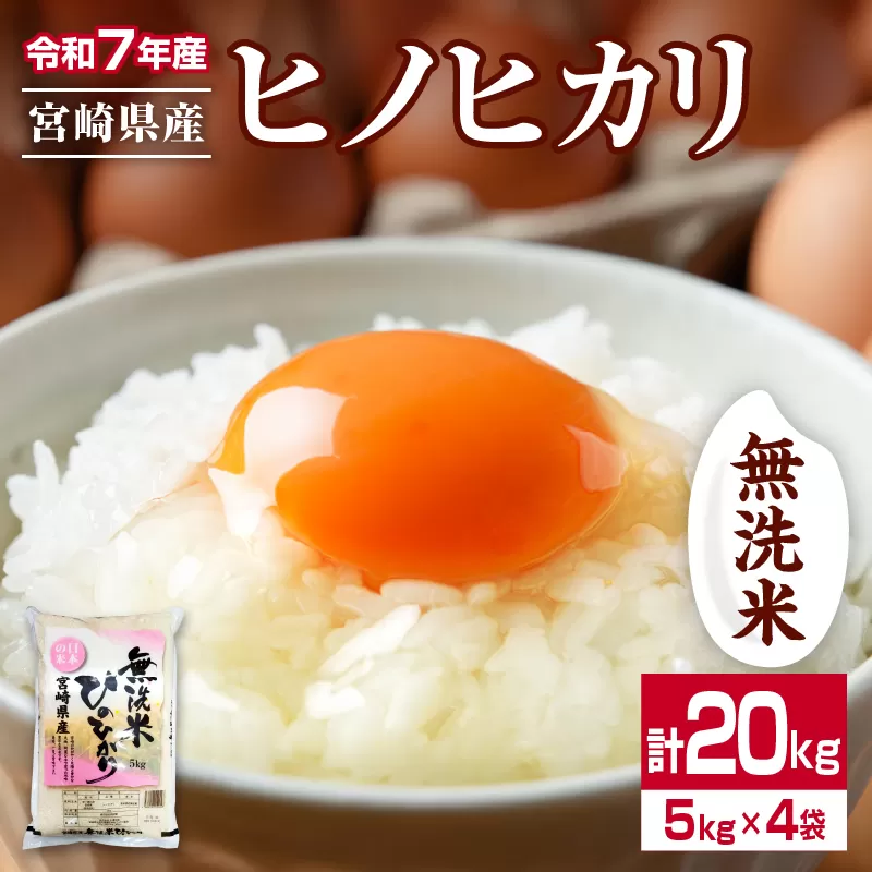 無洗米 令和7年産 ヒノヒカリ 計20kg 期間限定 宮崎県産 お米 ご飯 ライス 国産 人気 おすすめ 食品 精米 白米 ひのひかり おにぎり お弁当 炊き込みご飯 雑炊 小分け 時短 BBQ キャンプ ギフト 贈り物 産地直送 宮崎県 日南市 送料無料_I33-25