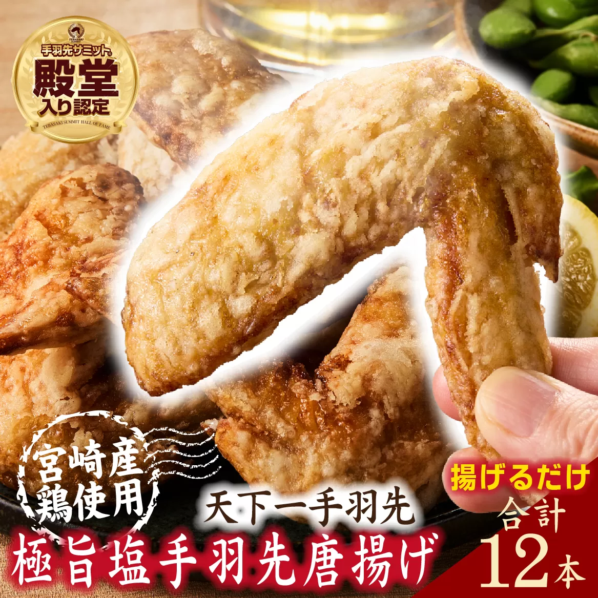 【手羽先サミット殿堂入り！】極旨塩 手羽先 唐揚げ 12本（国産 鶏肉 手羽 手羽先 唐揚げ 塩 味付き 限定 冷凍）