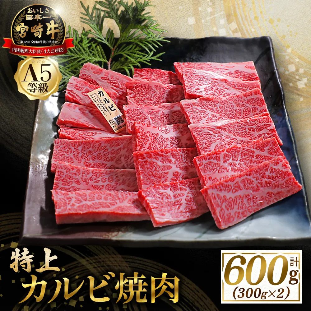 【食べログ百名店】A5等級宮崎牛特上カルビ焼肉用 600g （国産 牛肉 国産牛 和牛 黒毛和牛 宮崎牛 カルビ 上カルビ  焼肉）