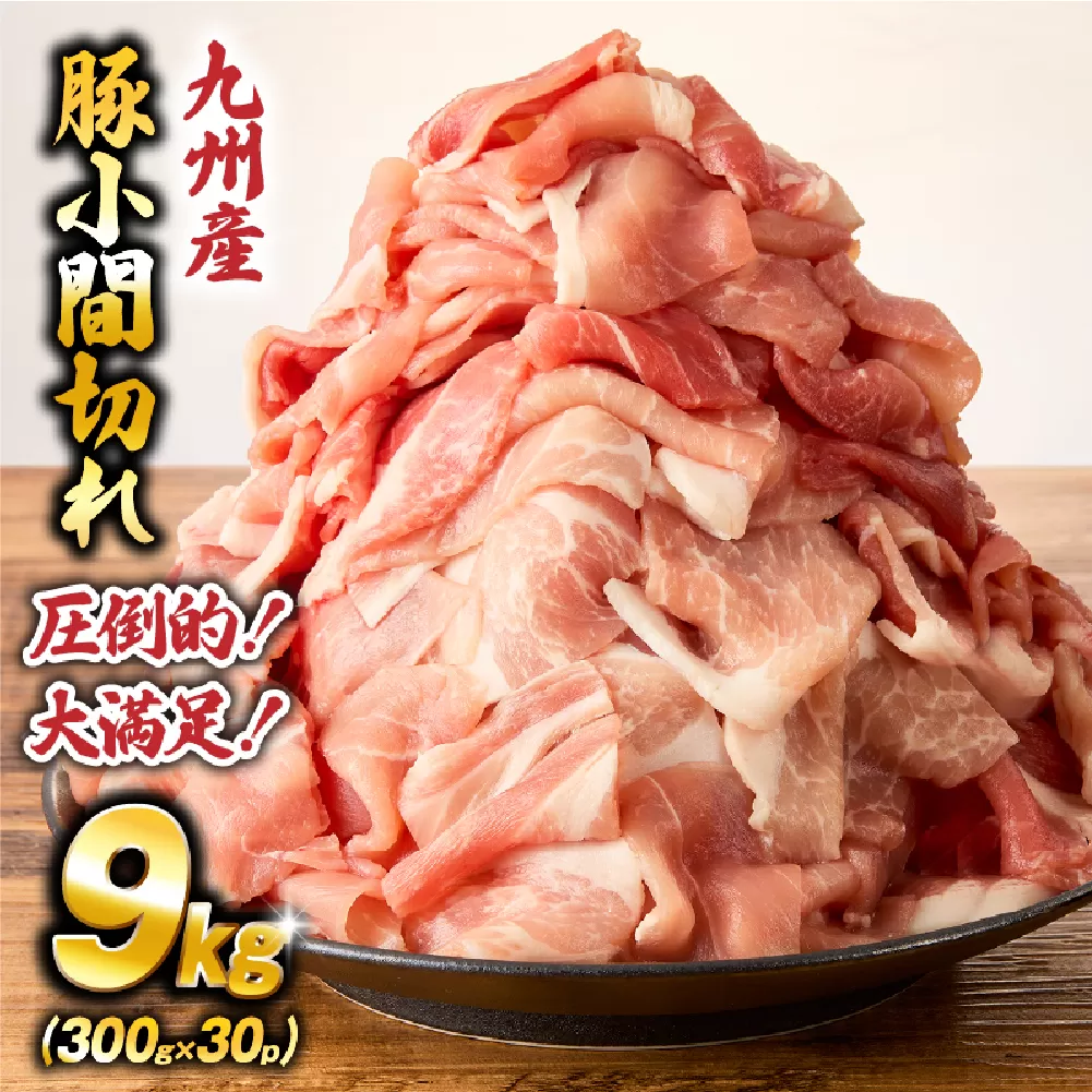 九州産豚小間切れ 9kg 300g×30P(国産 豚 豚肉 小間切れ 豚小間 豚こま 切り落とし 真空 小分け 冷凍 宮崎県 小林市 )