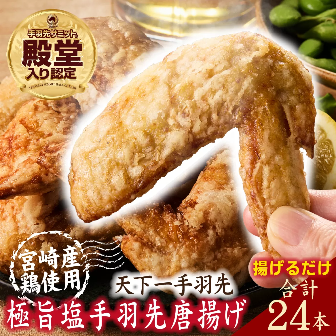 【手羽先サミット殿堂入り！】極旨塩 手羽先 唐揚げ 24本（国産 鶏肉 手羽 手羽先 唐揚げ 塩 味付き 限定 冷凍）