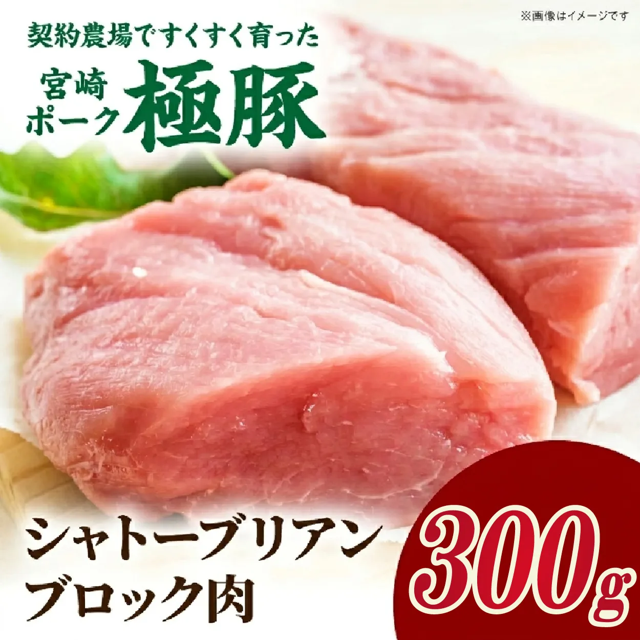 【産地直送】契約農場ですくすく育った宮崎ポーク極豚シャトーブリアンブロック肉 300g