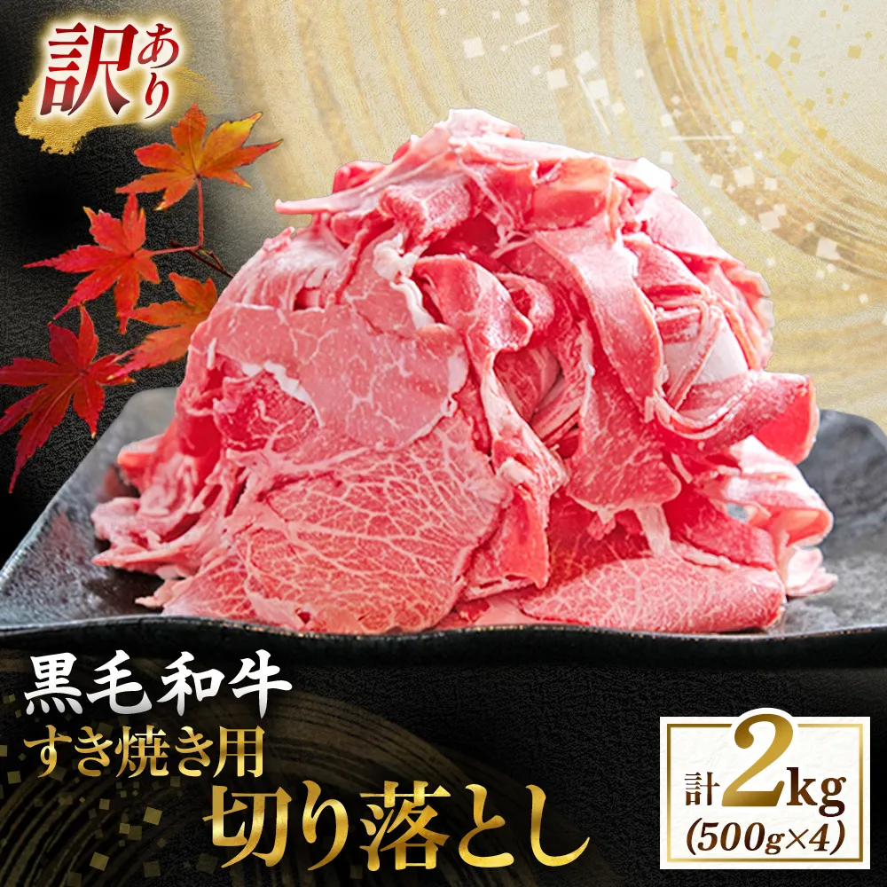 【訳あり】宮崎県産黒毛和牛すき焼き用切り落とし 2.0kg(国産 牛肉 和牛 薄切り スライス 切り落とし 赤身 訳あり)