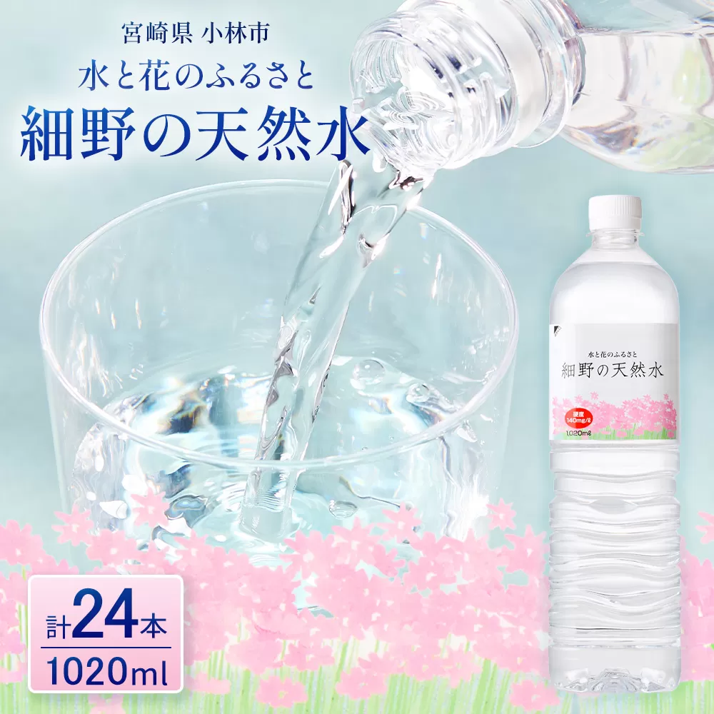 細野の天然水1,020ml×12本×2箱(水 天然水 ミネラルウオーター シリカ）