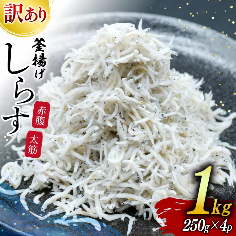 しらす 訳あり お船出 釜揚げしらす 250g 4p 計 1kg [お船出ちりめん村上屋 宮崎県 日向市 452061049] 小分け シラス 釜揚げ 冷凍 じゃこ ジャコ 訳アリ 赤腹 太筋