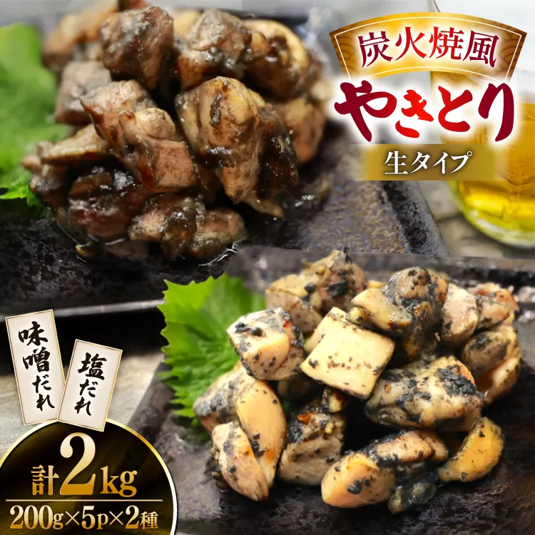 【新登場】 炭火焼鳥 炭火焼風やきとり 生タイプ 塩だれ 味噌だれ 各200g×5p 計10P [日本ハムマーケティング 宮崎県 日向市 452061511] 鶏もも 鶏 宮崎 おつまみ 酒のアテ 炭火焼 炭火焼き やきとり