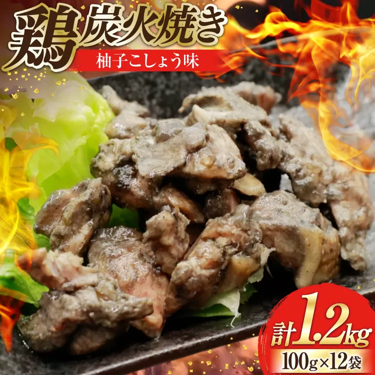 鶏 炭火焼き 柚子こしょう味 100g 12p 計1.2kg [カンショク 宮崎県 日向市 452061283] 炭火焼 鶏肉 親鳥 柚子こしょう ゆずこしょう 柚子胡椒