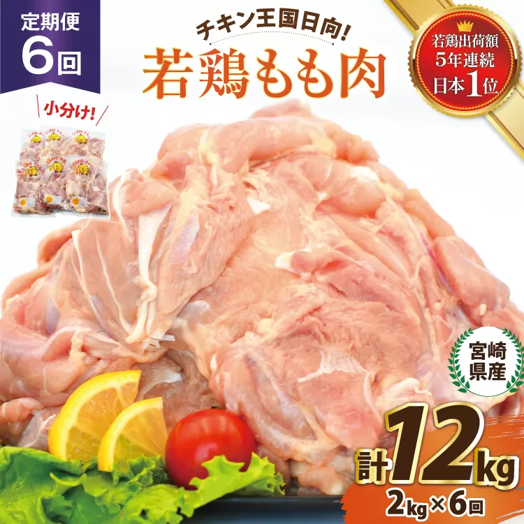 鶏肉 6回 定期便 宮崎県産 若鶏 もも 2kg [エム・ティ・シー 宮崎県 日向市 452061368] 小分け モモ もも肉 モモ肉 冷凍 肉 宮崎
