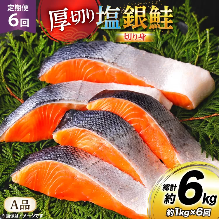 鮭 6回 定期便 厚切り 塩銀鮭 A品 切り身 約1kg 総計6kg [安田 宮崎県 日向市 452061475] 銀鮭 鮭 魚介類 海鮮 さけ サケ 鮭切身 シャケ 切り身 1kg 1キロ 冷凍 家庭用 おかず 弁当 銀鮭切り身 魚