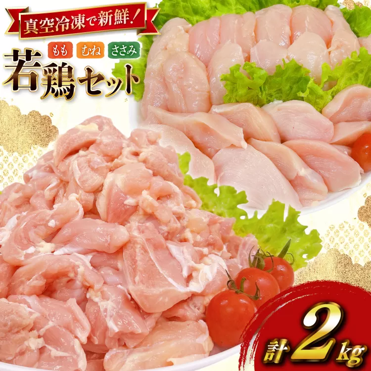 鶏肉 業務用 宮崎県産 若鶏 もも切身 300g 3p むね切身 300g 2p 筋なし ささみ 250g 2p 計 2kg セット [TRINITY 宮崎県 日向市 452061337] 鶏もも肉 もも肉 鶏むね肉 むね肉 ササミ 冷凍 鶏肉もも 詰め合わせ