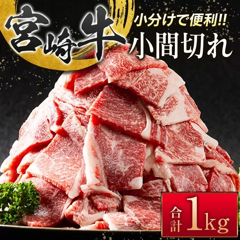 宮崎牛こま切れ1kg 小分け 200g×5パック A4等級以上 牛肉 ブランド牛 内閣総理大臣賞4連覇 <2.3-3>炒め物 カレー 肉じゃが等