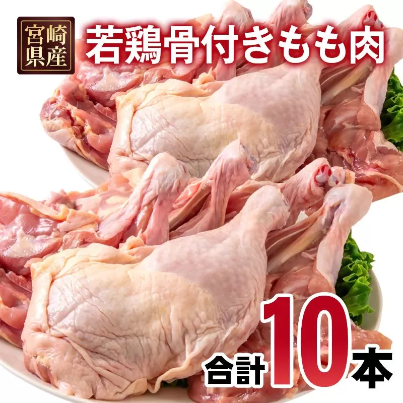 宮崎県産若鶏 骨付きもも10本 1本250g以上 小分け 1本×10パック＜1.3-33＞