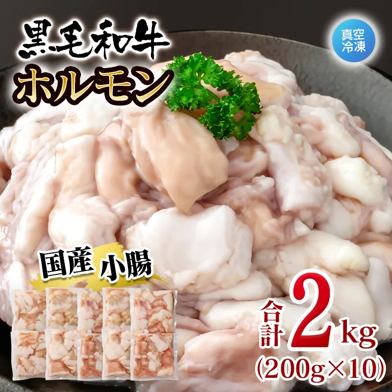 黒毛和牛ホルモン 2kg 小分け200g×10 国産牛肉 焼肉 焼き肉 もつ 真空パック＜58-69a＞