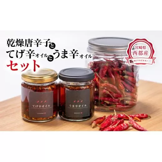 乾燥唐辛子(鷹の爪)・てげ辛うま辛オイルセット[1-51]西都市産 調味料 オイル 加工品 宮崎県西都市