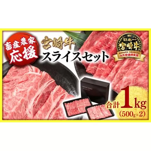 11月発送【畜産農家応援】宮崎牛肩ロース＆モモすき焼き1kg（500g ×2）牛肉 4等級以上 スライス 鉄板焼肉 ブランド牛 ミヤチク 内閣総理大臣賞4連覇＜1.8-20＞すき焼肉 すき焼き肉 ●