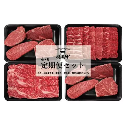 [4ヶ月定期便]黒毛和牛『都萬牛定期便セット』[10-2]牛肉 ステーキ 焼肉 スライス 毎月届く ビーフ 宮崎県西都市