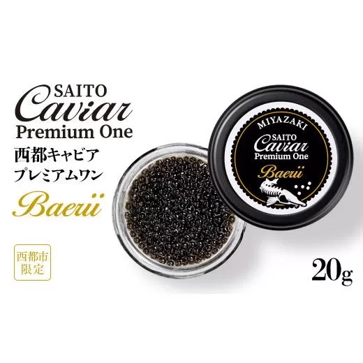 西都キャビア プレミアムワン バエリ 20ｇ『SAITO CAVIAR PREMIUM ONE BAERII』 国産 《西都市オリジナル》 熟成キャビア＜4.2-1＞魚介類 魚卵 高級品 ご褒美 贈り物 宮崎県西都市
