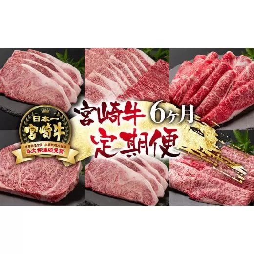 [定期便]宮崎牛6ケ月定期便 A4〜A5等級 ステーキ 焼肉 すき焼き 牛肉 ブランド牛 内閣総理大臣賞4連覇[14-1]N 牛肉 黒毛和牛 日本一 ブランド牛 宮崎県 西都市