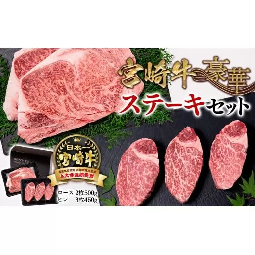 宮崎牛ロースステーキ&ヒレステーキ 2種食べ比べ 豪華ステーキセット 内閣総理大臣賞4連続受賞 ミヤチク[6-3][10月1日より寄附金額見直し]牛肉 黒毛和牛 日本一 宮崎県 西都市