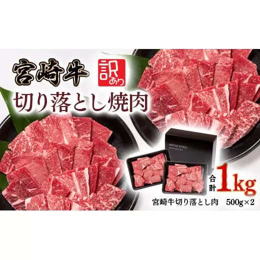 宮崎牛 赤身焼肉 1kg 500×2 訳あり 切り落とし焼肉 牛肉 4等級以上 ブランド牛 ミヤチク 内閣総理大臣賞4連覇 [2-15][10月1日より寄附金額見直し]焼肉用 牛肉 赤身