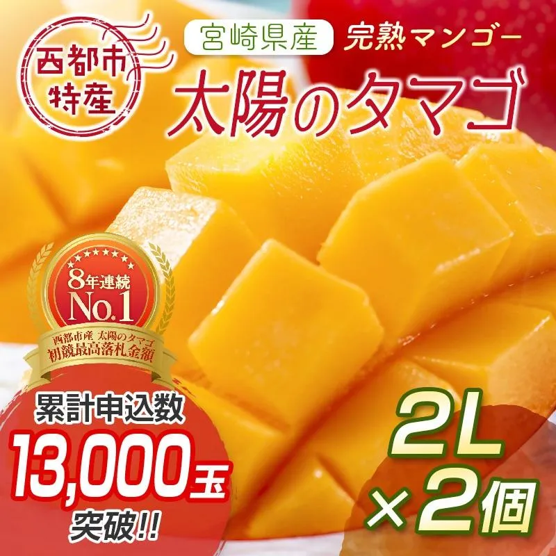 【先行予約】最高級ブランド『太陽のタマゴ』2L×2個【糖度15度以上】宮崎県西都市産完熟マンゴー <18-6a>2027年発送