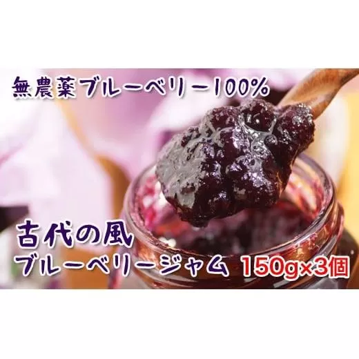 古代の風　無農薬ブルーベリージャム　150g×3個<1-55>ジャム 加工品 果物 くだもの フルーツ 宮崎県 西都市