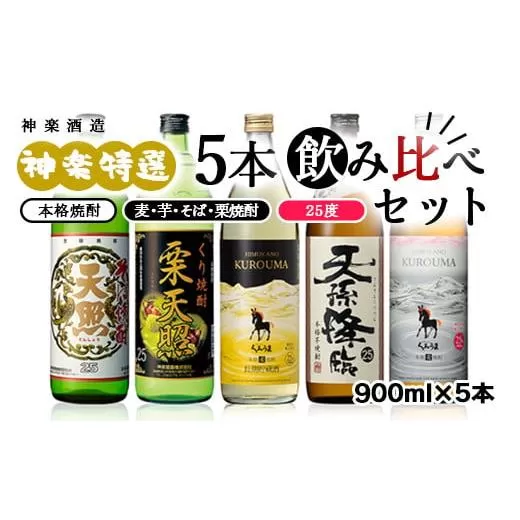 神楽酒造　本格焼酎　特選5本飲み比べセット<1.7-24>酒 アルコール 焼酎 晩酌 飲み比べセット 特選 宮崎県西都市