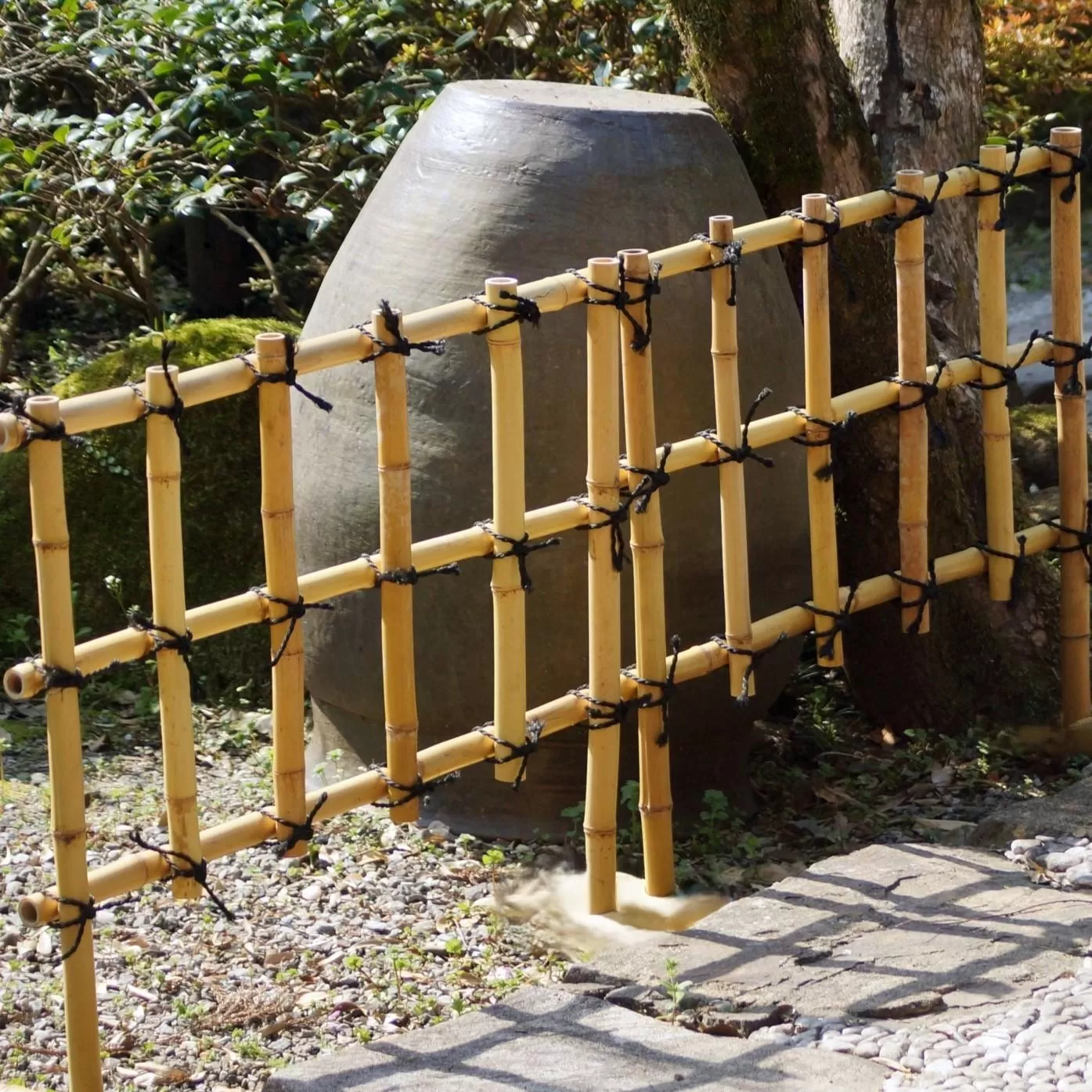 竹家具専門店【梅里竹芸】竹垣（埋め込み用）2個＜3-5＞