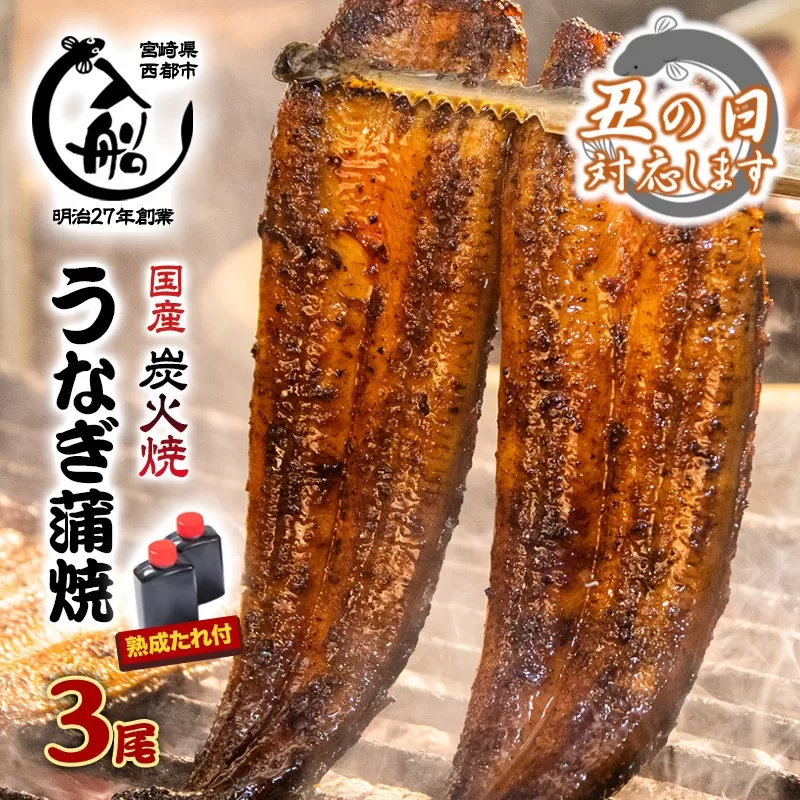 【土用丑の日】明治27年創業老舗「うなぎの入船」かば焼3尾　熟成たれ付<3-9-4>