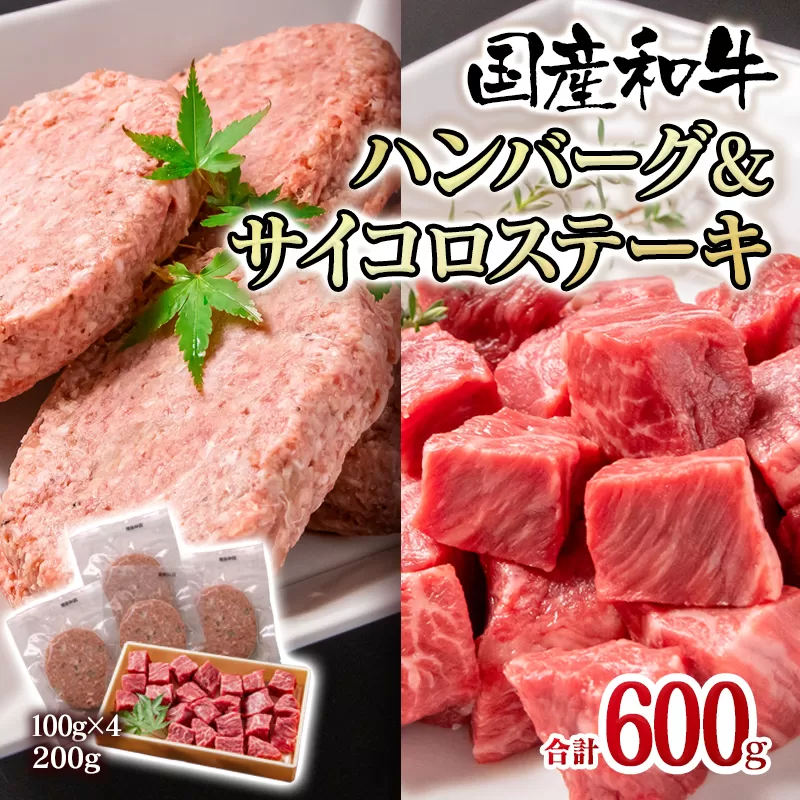 国産黒毛和牛ハンバーグ（100ｇ×4個）＆サイコロステーキ（200ｇ）<1-284>