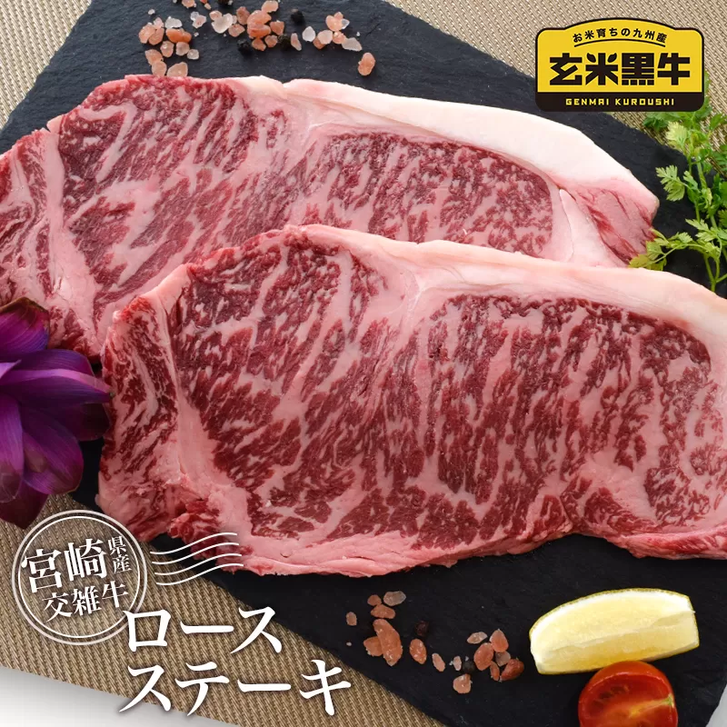 【カミチク】ロースステーキ400g（200g×2）宮崎県産玄米黒牛<1-178>西都市 牛肉 国産 ステーキ 焼肉
