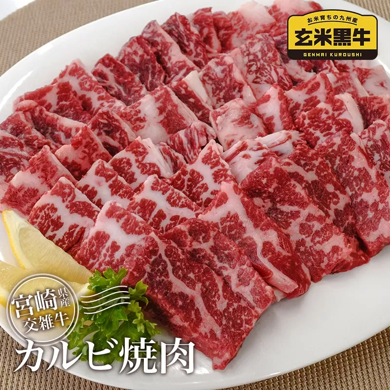 【カミチク】カルビ焼肉600ｇ 200×3パック 小分け 宮崎県産玄米黒牛 ＜1.4-12＞牛肉 肉 ビーフ 宮崎県西都市 ふるさと納税