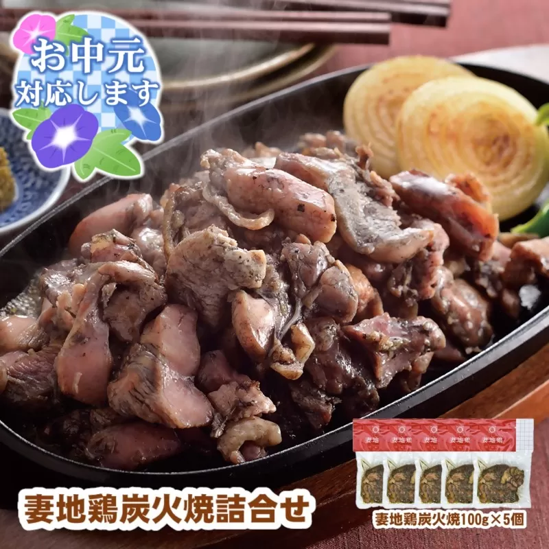 【お中元のし付き】ブランド地鶏「妻地鶏」炭火焼詰合せ30（100ｇ×5個）<1-139-3> 地鶏 国産 鶏肉 鳥肉 炭火焼 おつまみ 宮崎県 西都市