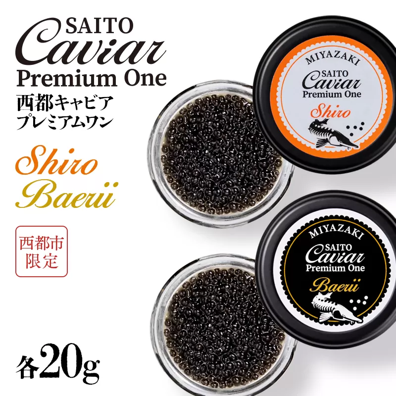 西都キャビア プレミアムワン 究極の食べ比べセット シロ20g バエリ20g『SAITO CAVIAR PREMIUM ONE 』 国産 [西都市オリジナル] 熟成キャビア[9-10]魚介類 魚卵 ギフト 宮崎県西都市