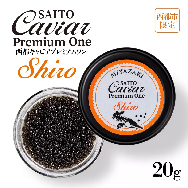 西都キャビア プレミアムワン シロ 20ｇ『SAITO CAVIAR PREMIUM ONE SHIRO』 国産 《西都市オリジナル》 熟成キャビア＜5.5-7＞魚介類 魚卵 魚介 高級珍味 ギフト 宮崎県西都市