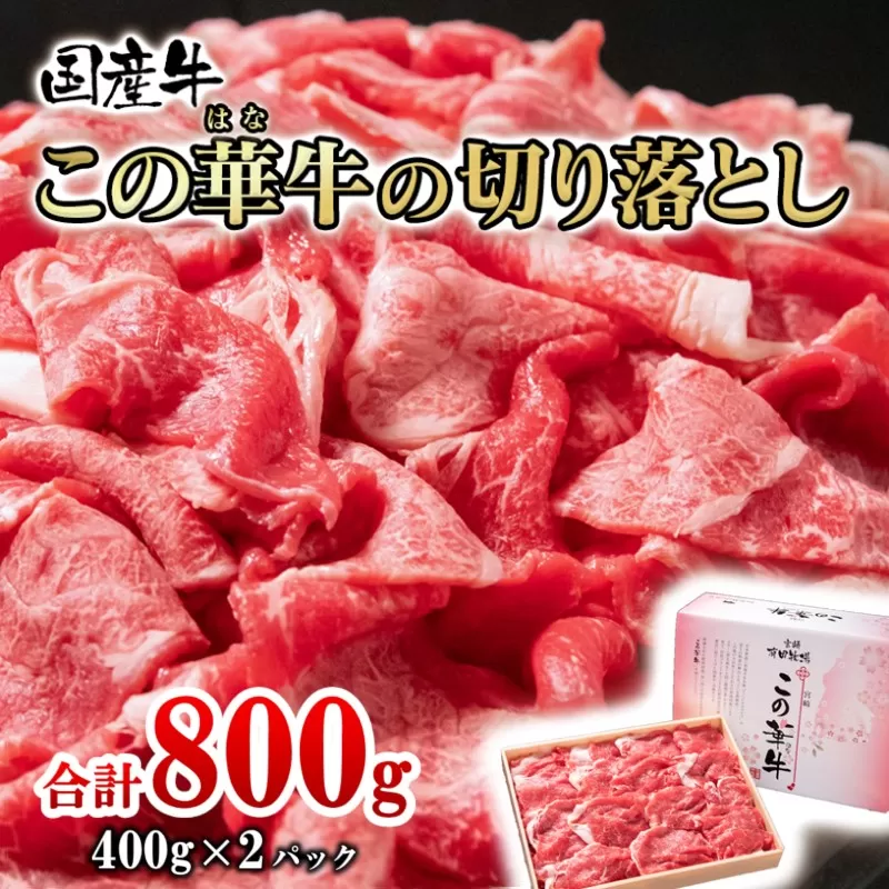 宮崎県産黒毛和牛『この華牛』切落とし800ｇ（400ｇ×2パック）訳あり<1-253>牛肉 国産牛 ビーフ 宮崎県 西都市 