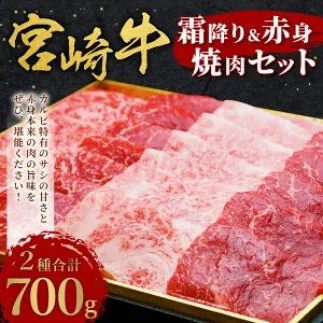 宮崎牛 切り落とし 霜降り ＆ 赤身 焼肉セット 700g カルビ モモ ウデ 赤身 国産牛 牛肉 お肉 冷凍 焼肉 焼き肉 BBQ バーベキュー 鉄板 ホットプレート ギフト 贈答用 贈り物 特別な日 誕生日 宮崎県 九州 送料無料 日本一 祝！宮崎牛は、史上初和牛オリンピック４大会連続内閣総理大臣賞受賞！