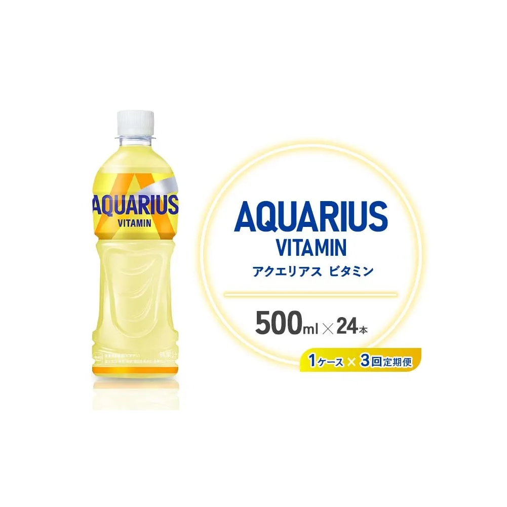 【3回定期便】 アクエリアス 1日分のマルチビタミン PET (500ml×24本)×1ケース【コカコーラ】水分補給 熱中症対策 部活 少年団 運動
