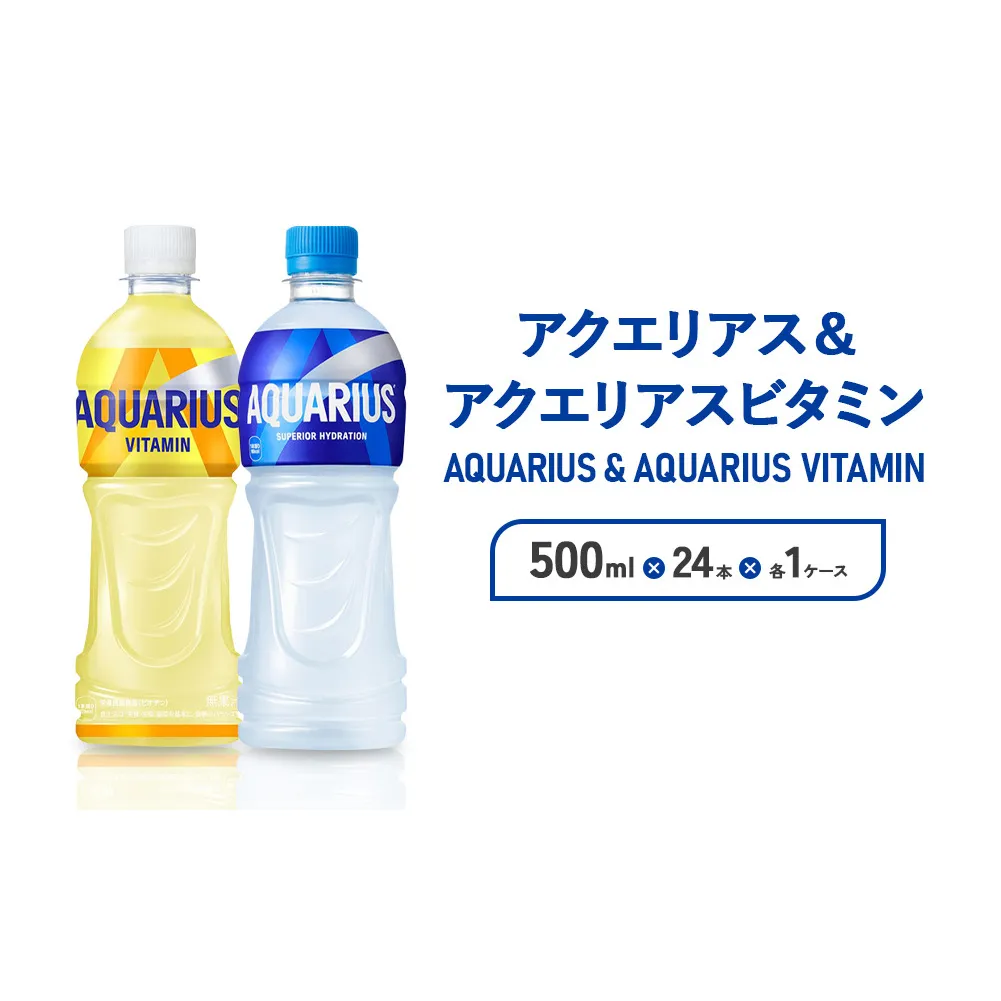 アクエリアス 1日分のマルチビタミン アクエリアス PET 500ml×24本×各1ケース セット 合計48本 2ケース【コカコーラ】水分補給 スポーツ飲料 清涼飲料水 常温 AQUARIUS コカ・コーラ 熱中症対策 送料無料 部活 少年団
