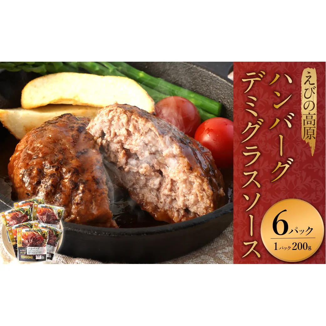 ハンバーグ セット 冷蔵(200g × 6パック 計 1,200g) ギフト レンジ 湯煎 温めるだけ 簡単調理 小分け 個包装 総菜 簡単 おかず レトルト 人気 お取り寄せ 九州 宮崎県 えびの市 送料無料
