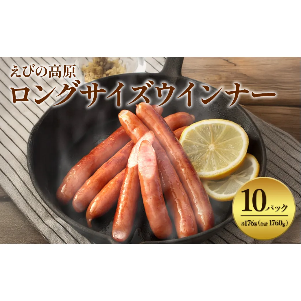 えびの高原 ロングサイズウインナー 176g×10パック 合計 1760g 豚肉 牛肉 人気 おかず お弁当 おつまみ 総菜 冷蔵 加工品 焼肉 ギフト 九州 宮崎県 えびの市 送料無料