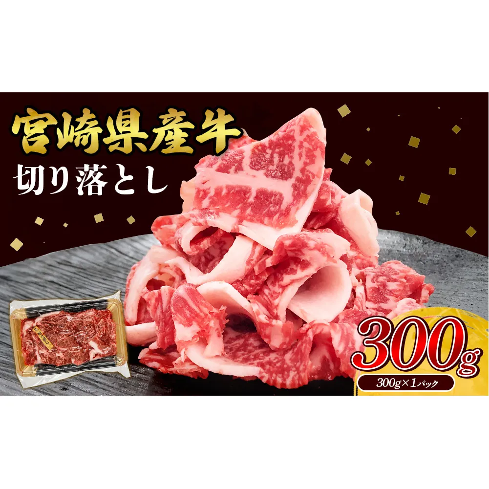 宮崎県産 黒牛 切り落とし 300g 1パック 赤身 牛肉 切り落とし 肉 お肉 牛 国産牛 小分け 真空パック コスパ 冷凍 贈答 ギフト 人気 国産 えびの市 送料無料
