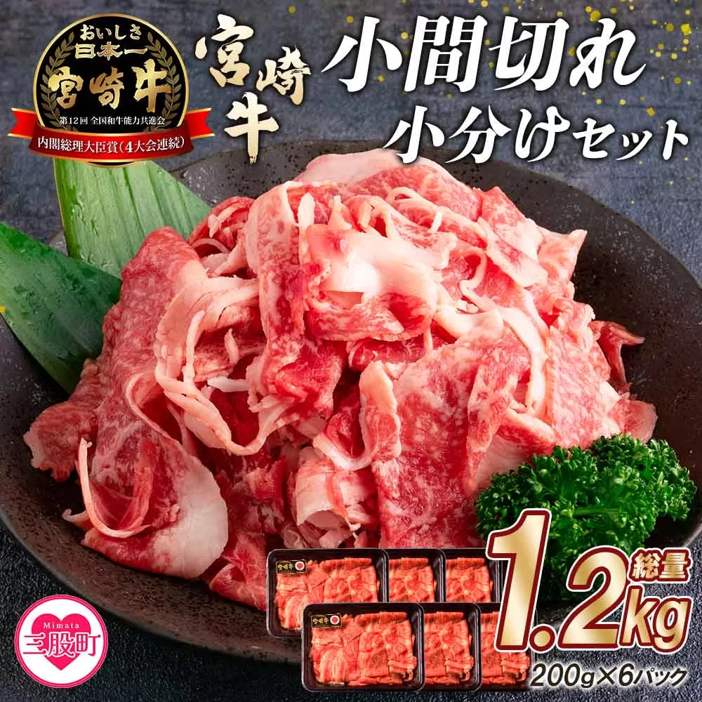 ＜宮崎牛切り落とし小分けセット (総量1.2kg)＞【MI112-mk】【まきの屋】