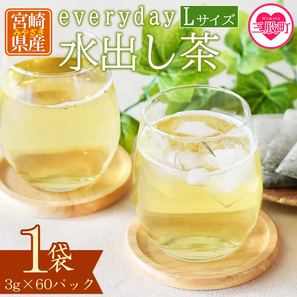 ＜everday 水出し茶 1袋（Lサイズ）＞ 有機緑茶 お茶 茶葉 tea 緑茶 製茶 水出し アイス ティーバッグ マグボトル お手軽 小分け 飲料類 水分補給 国産 宮崎県産 九州産 スポーツ アウトドア お中元 敬老の日【MI391-km】【宮崎上水園】