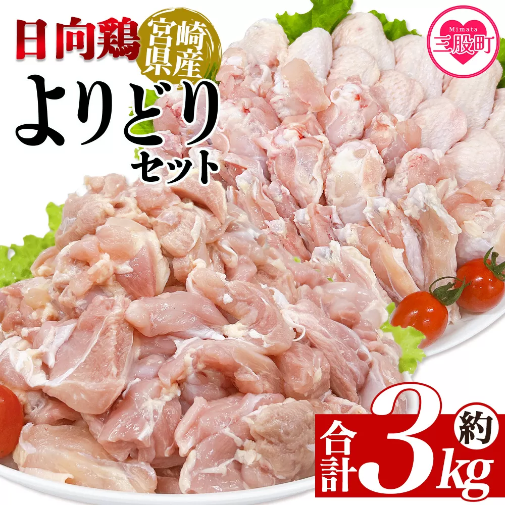＜宮崎県産日向鶏 よりどりセット 約3kg＞ 国産 鶏 肉 精肉 とりにく もも モモ肉 手羽 手羽先 手羽中 手羽元 チキン チキンスペアリブ 焼き鳥 焼き肉 BBQ 使いやすい 小分け パック 真空冷凍 お弁当 惣菜 蒸し鶏 数量限定 さっぱり 【MI452-tr】【TRINITY】