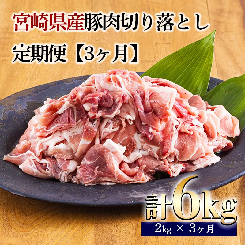 【定期便3ヶ月】宮崎県産豚肉切り落とし合計6kg(6000g) ひと月に200gの小分けパック10袋お届け! [国産 日本産 お肉]  TF0686-P00020