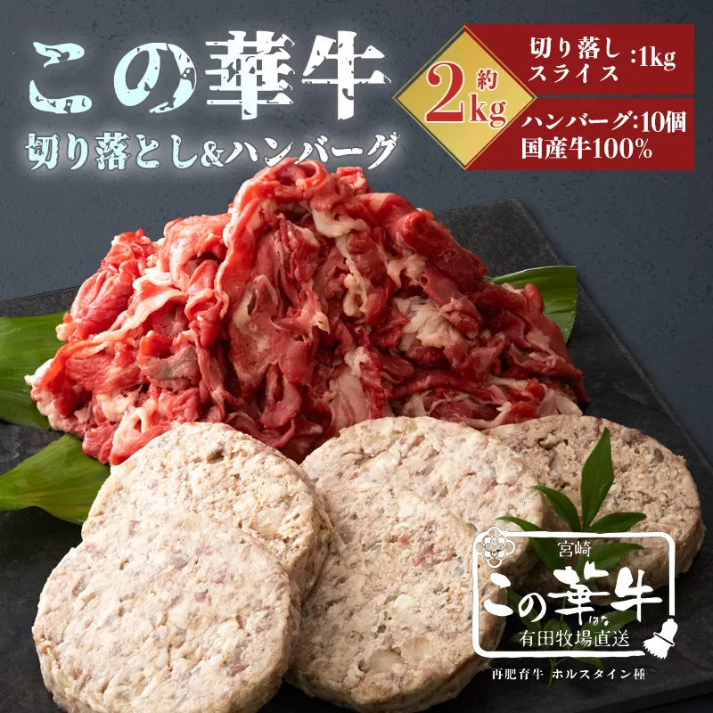 高原有田牧場直送 この華牛 切落しスライス＆ハンバーグ(各1kg) TF0461-P00037