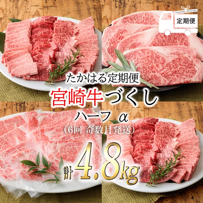 【定期便6回】宮崎牛たかはる定期便ハーフα(奇数月発送) 内閣総理大臣賞4大会連続受賞の黒毛和牛 [ブランド牛 国産牛 牛肉 お肉 1年間奇数月(12ヶ月) 6ヶ月 150000円 15万円] TF0309-P00020