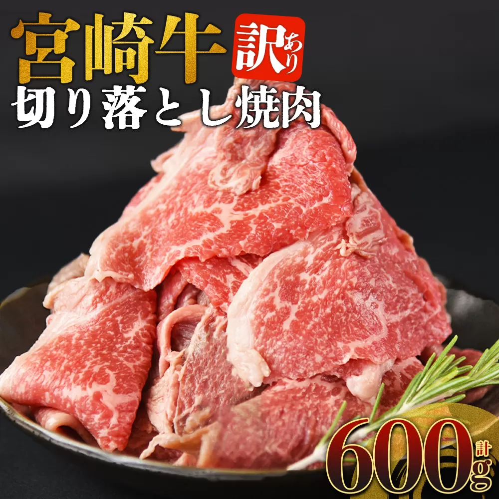 ＜訳あり 宮崎牛 切り落とし焼肉 合計600g＞入金確認後、14営業日以内に順次発送 【 焼肉用 焼き肉 やきにく 訳アリ品 わけあり A5等級 ランク 高級 お肉 和牛 黒毛和牛 ブランド牛 柔らかい お家焼肉 BBQ バーベキュー ご褒美 新鮮 鮮度 】