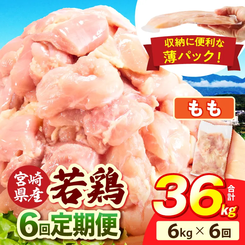 宮崎県産 若鶏切身もも肉 6kg（300g×20袋）【6か月定期便】